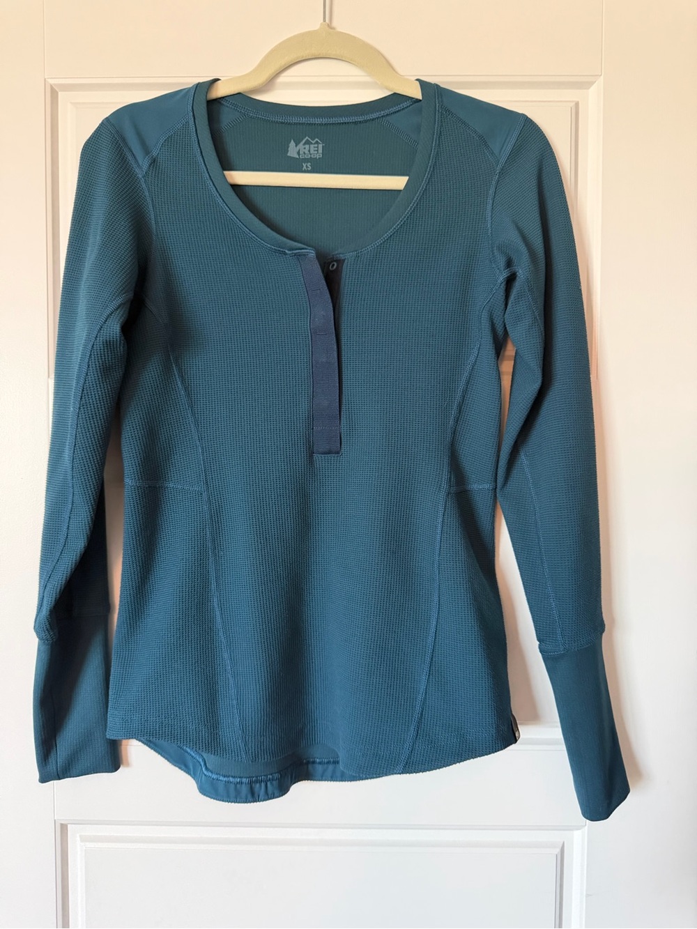 REI Women's Teal Thermal Co-op Henley Long-Sleeve Top
